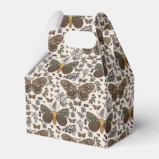 Moderne Boheemse Moth Wildflowers Abstract patroon Bedankdoosjes (Achterkant)