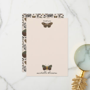 Moderne Boheemse Moth Wildflowers Abstract patroon Bedankkaart