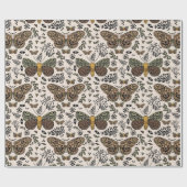 Moderne Boheemse Moth Wildflowers Abstract patroon Cadeaupapier (Vlak)