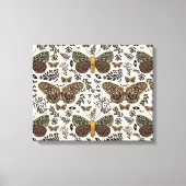 Moderne Boheemse Moth Wildflowers Abstract patroon Canvas Afdruk (Voorkant)