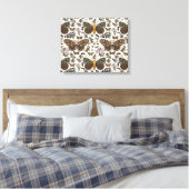 Moderne Boheemse Moth Wildflowers Abstract patroon Canvas Afdruk (Insitu (Slaapkamer))