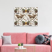 Moderne Boheemse Moth Wildflowers Abstract patroon Canvas Afdruk (Insitu (Woonkamer))