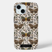 Moderne Boheemse Moth Wildflowers Abstract patroon Case-Mate iPhone Case (Achterkant)