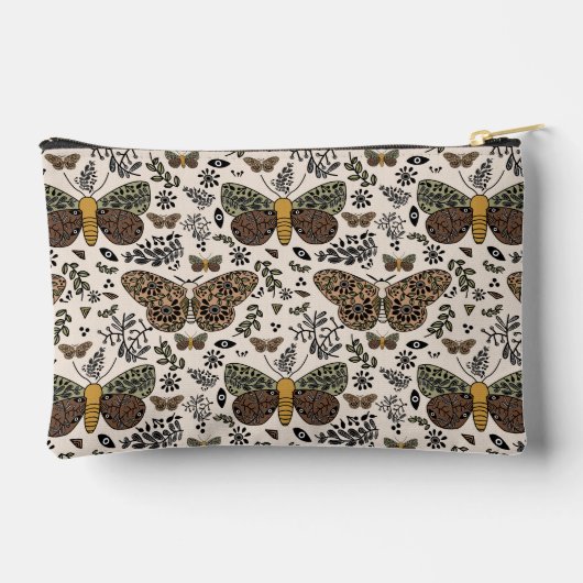 Moderne Boheemse Moth Wildflowers Abstract patroon Etui (Achterkant)