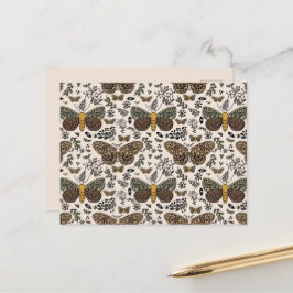 Moderne Boheemse Moth Wildflowers Abstract patroon Feestdagenkaart