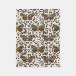 Moderne Boheemse Moth Wildflowers Abstract patroon Fleece Deken