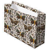 Moderne Boheemse Moth Wildflowers Abstract patroon Groot Cadeauzakje (Voorkant Gekanteld)