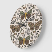 Moderne Boheemse Moth Wildflowers Abstract patroon Grote Klok (Hoek)