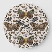 Moderne Boheemse Moth Wildflowers Abstract patroon Grote Klok (Voorkant)