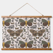 Moderne Boheemse Moth Wildflowers Abstract patroon Hangend Wandkleed (Voorkant)