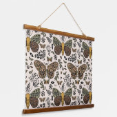 Moderne Boheemse Moth Wildflowers Abstract patroon Hangend Wandkleed (Gebogen)