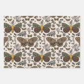 Moderne Boheemse Moth Wildflowers Abstract patroon Inpakpapier Vel (Voorkant)