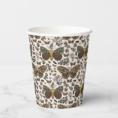 Moderne Boheemse Moth Wildflowers Abstract patroon Papieren Bekers (Achterkant)
