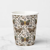 Moderne Boheemse Moth Wildflowers Abstract patroon Papieren Bekers (Links)