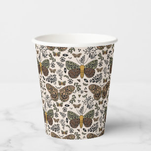 Moderne Boheemse Moth Wildflowers Abstract patroon Papieren Bekers
