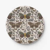 Moderne Boheemse Moth Wildflowers Abstract patroon Papieren Bordje (Voorkant)