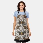 Moderne Boheemse Moth Wildflowers Abstract patroon Schort (Gedragen)