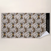 Moderne Boheemse Moth Wildflowers Abstract patroon Strandlaken (Voorkant)