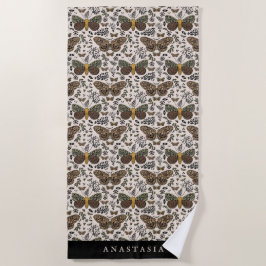 Moderne Boheemse Moth Wildflowers Abstract patroon Strandlaken