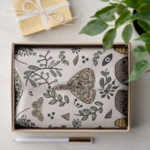 Moderne Boheemse Moth Wildflowers Abstract patroon Tissuepapier (Geschenk)