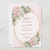 Moderne Boheemse Stof Roze Eucalyptus Save The Dat Date (Voorkant)