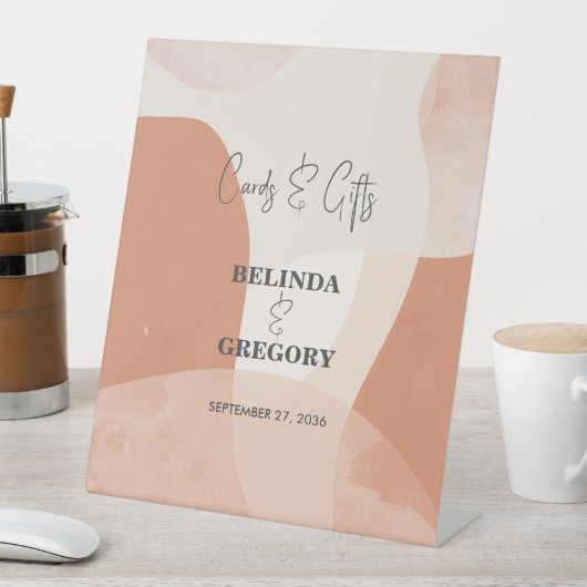 Moderne Boheemse Terracotta Wedding Cards Gifts Reclamebord Met Voetstuk (Insitu)