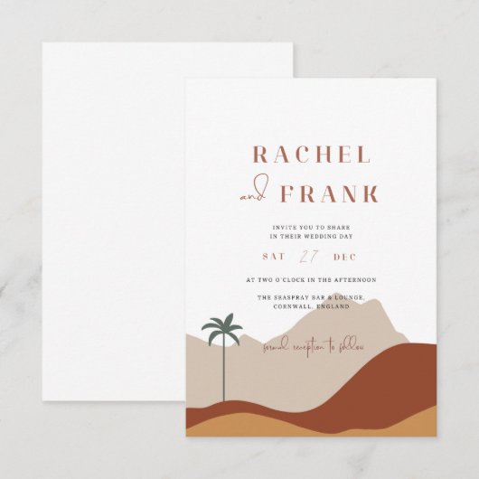 Moderne Boheemse Terracotta Woestijn Bruiloft uitn Kaart (Voorkant / Achterkant)