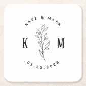 Moderne Boheemse Trouw Monogram Kartonnen Onderzetters (Voorkant)