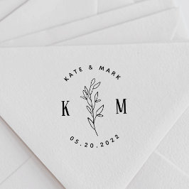 Moderne Boheemse Trouw Monogram 'Save the Date' Zelfinktende Stempel