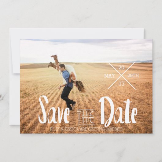 Moderne Boheemse typografie | Foto De datum opslaa Save The Date (Voorkant)