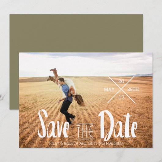 Moderne Boheemse typografie | Foto De datum opslaa Save The Date (Voorkant / Achterkant)