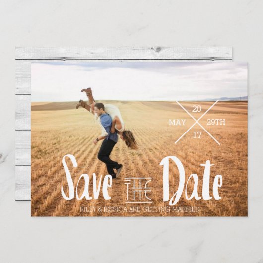 Moderne Boheemse typografie | Foto De datum opslaa Save The Date (Voorkant / Achterkant)