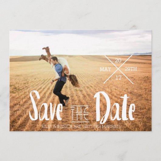 Moderne Boheemse typografie | Foto De datum opslaa Save The Date (Voorkant)