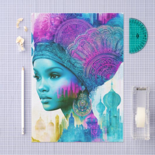 Moderne Boheemse Vrouwencollage FT2L Decoupage Tissuepapier (Craft)