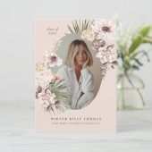 Moderne Boheemse Waterverf Bloemen Gradiënt Foto Kaart (Staand voorkant)