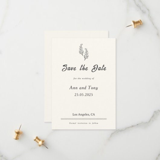 Moderne Boheemse Woestijnromantiek | Bewaar de dat Save The Date (Voorkant / Achterkant in situ)