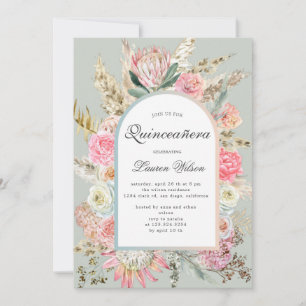 moderne bohemen floral quinceanera-fotokaart save the date