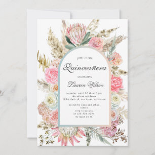 moderne bohemen floral quinceanera-fotokaart save the date