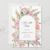 moderne bohemen floral save the date card (Voorkant)