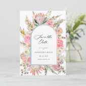moderne bohemen floral save the date card (Staand voorkant)