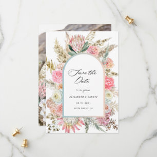 moderne bohemen floral save the date card
