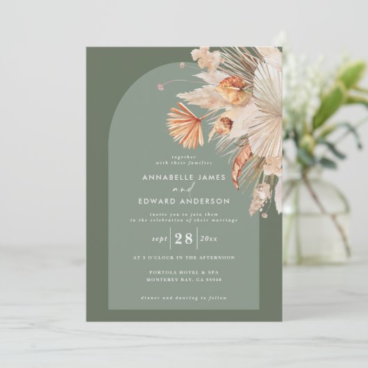 Moderne bohemen groene pampasegras (Staand voorkant)