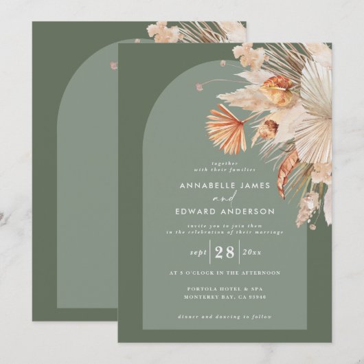 Moderne bohemen groene pampasegras (Voorkant / Achterkant)