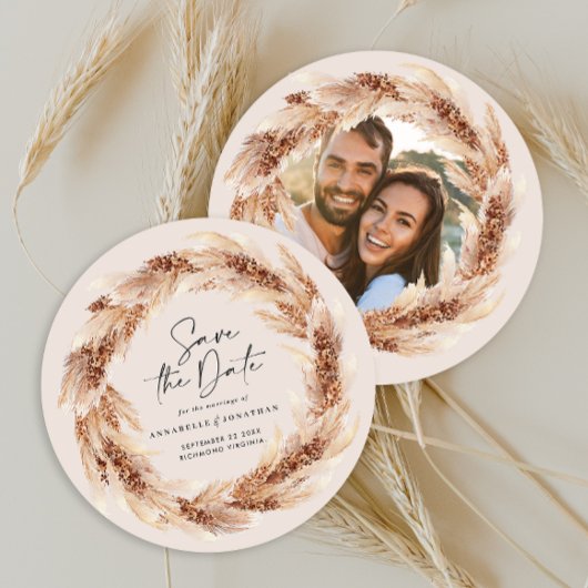 Moderne bohemen, natuurlijke pampasgrasfoto kaart