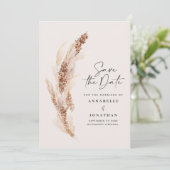 Moderne bohemen, natuurlijke papegaaien bruiloft save the date (Staand voorkant)