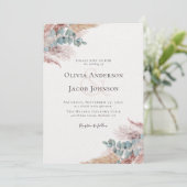 Moderne Bohemen Pampas Grass Natural Wedding Kaart (Staand voorkant)