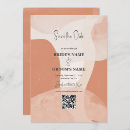 Moderne Bohemen Terracotta Wedding QR Code Save The Date