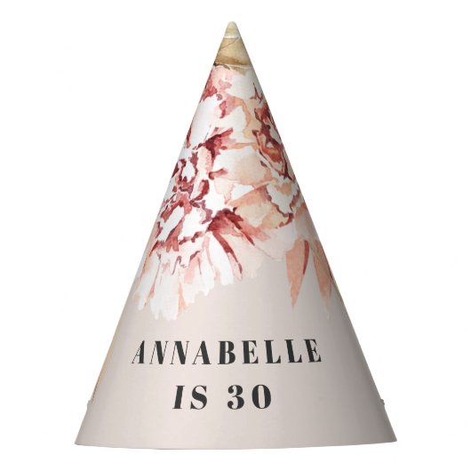 Moderne bohemen waterverf florale pastelverjaardag feesthoedjes (Voorkant)