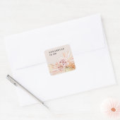 Moderne bohemen waterverf florale pastelverjaardag vierkante sticker (Envelop)
