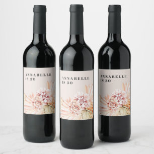 Moderne bohemen waterverf florale pastelverjaardag wijn etiket